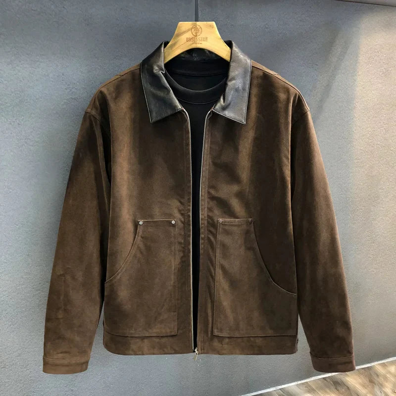 Herren Jacke mit Klassischem Kragen Reißverschluss Vorne Aufgesetzten Taschen | Workwear