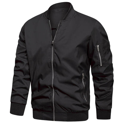 Herren Stehkragen Reißverschluss Bomberjacke Langarm | Streetwear