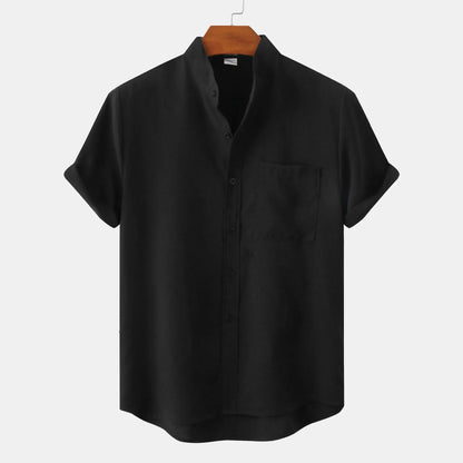 Herren Kurzarm Hemd Mit Stehkragen | Smart Casual Stil