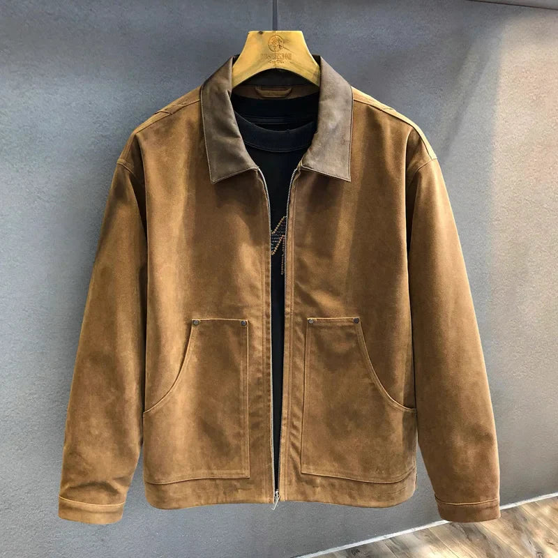 Herren Jacke mit Klassischem Kragen Reißverschluss Vorne Aufgesetzten Taschen | Workwear