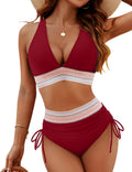 Damen Bikini Set Neckholder V Ausschnitt Hohe Taille Bikini | Kontrast