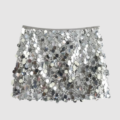 Damen Hohe Taille Mini Rock | Glänzende Oberfläche