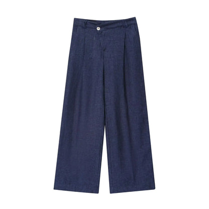 Set di pantaloni da donna | Completo due pezzi con gilet con bottoni | Gamba larga | Look elegante casual