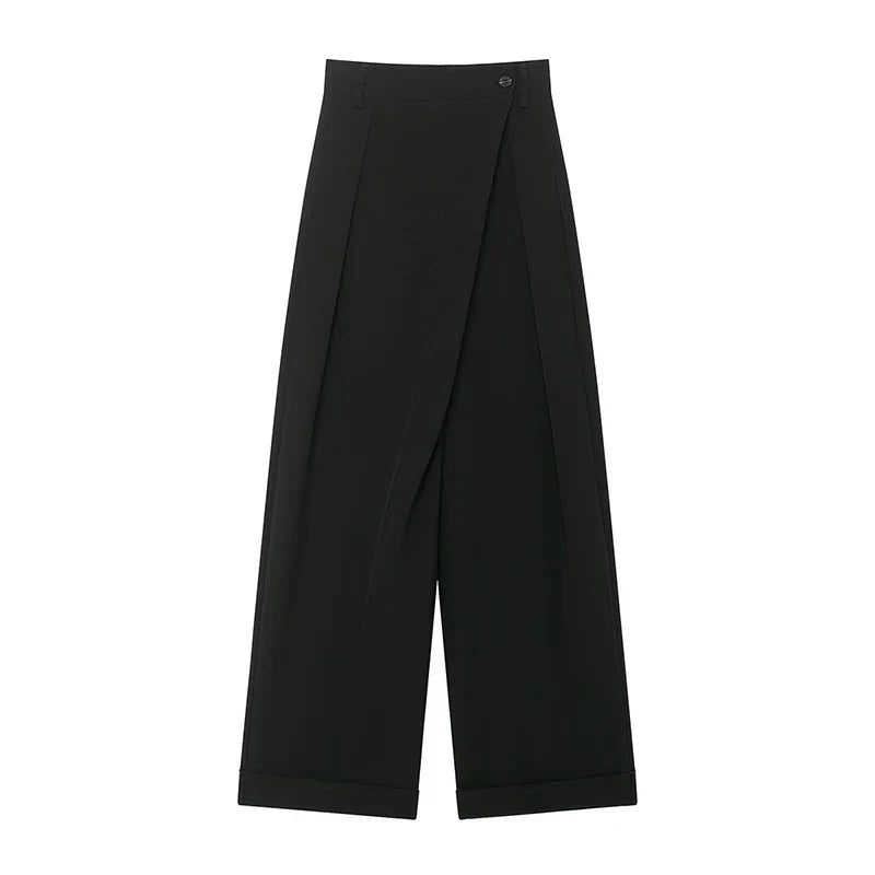 Damen High Waist Wickelhose Mit Weitem Bein Tailored Passform | Tailored Fit