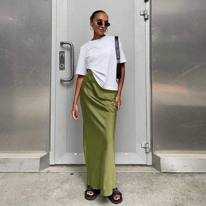 Damen High Waist Rock Mit Geradem Schnitt Minimalistischem Stil | Maxi