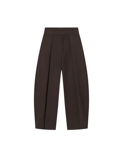 Damen High Waist Hose mit Bundfalten vorne und weitem Bein | Taillierte Passform
