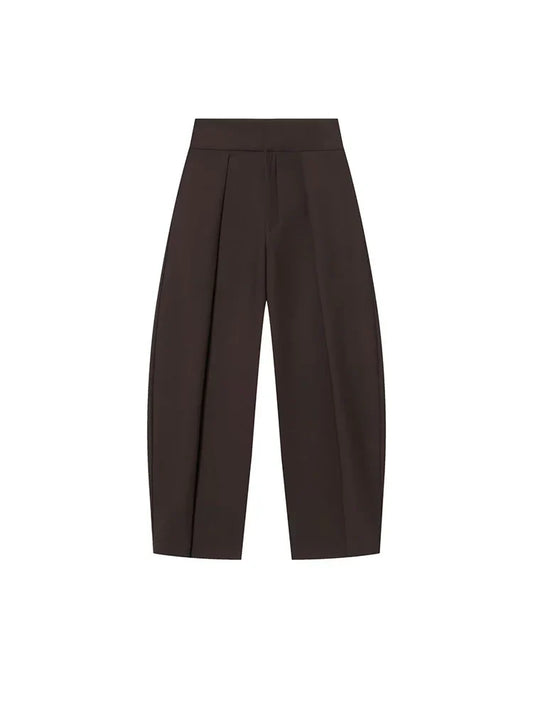 Damen High Waist Hose mit Bundfalten vorne und weitem Bein | Taillierte Passform