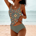 Ärmelloses Tankini für Damen mit Print | Zweiteiler