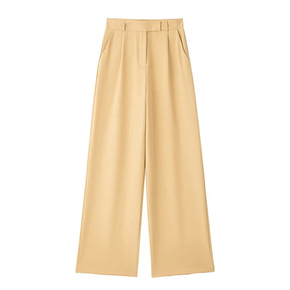 Damen High Waist Weite Hose Mit Falten Vorne | Volle Länge