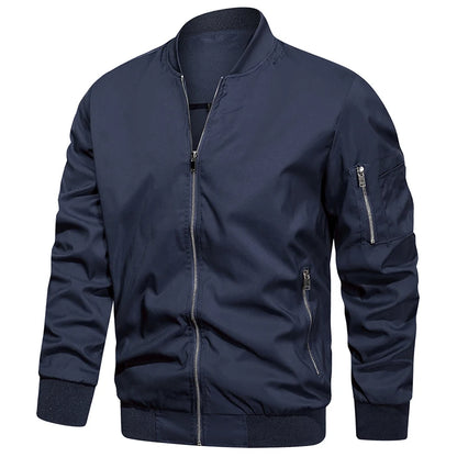 Herren Stehkragen Reißverschluss Bomberjacke Langarm | Streetwear