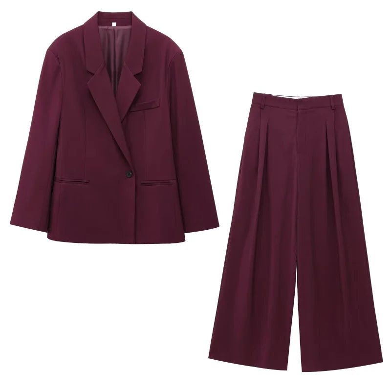Damen Business Set | Zweiteiliges Outfit mit Oversized Blazer | Weite Silhouette | Moderner Bürolook