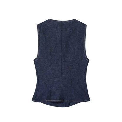 Damski zestaw dwuczęściowy | Regular Fit | Kamizelka bez rękawów i szerokie spodnie | Nowoczesny styl smart casual