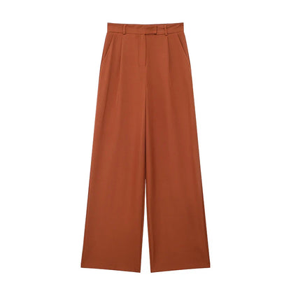 Damen High Waist Weite Hose Mit Falten Vorne | Volle Länge