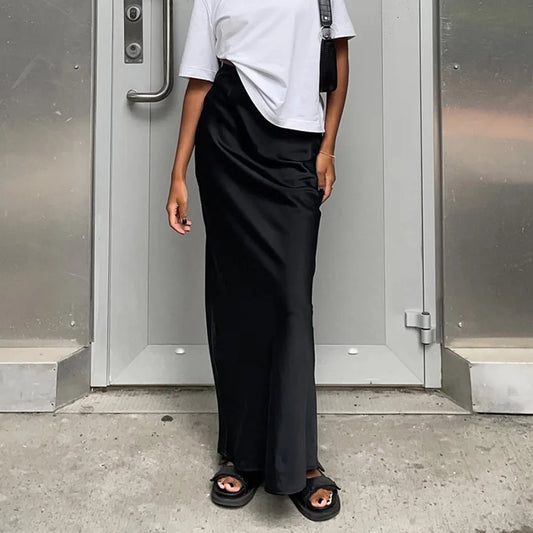 Damen High Waist Rock Mit Geradem Schnitt Minimalistischem Stil | Maxi