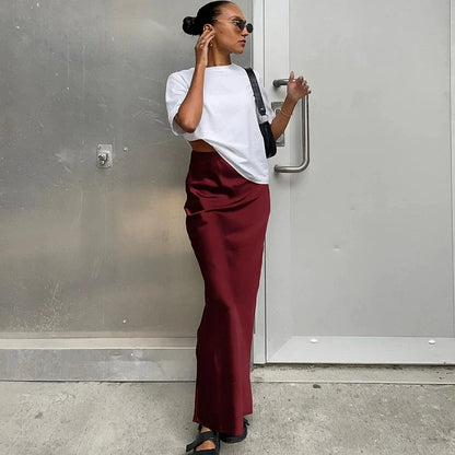 Damen High Waist Rock Mit Geradem Schnitt Minimalistischem Stil | Maxi