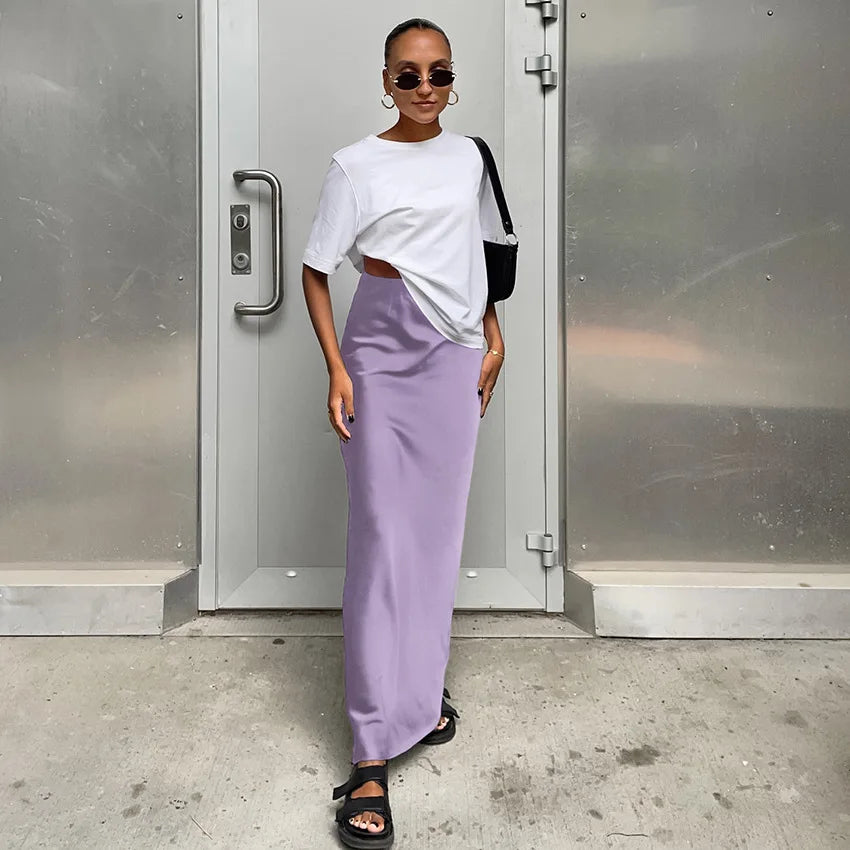 Damen High Waist Rock Mit Geradem Schnitt Minimalistischem Stil | Maxi