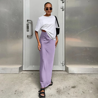 Damen High Waist Rock Mit Geradem Schnitt Minimalistischem Stil | Maxi