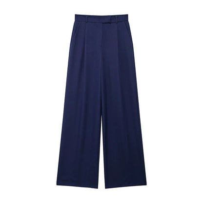 Damen High Waist Weite Hose Mit Falten Vorne | Volle Länge