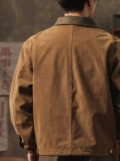 Herren Jacke mit Klassischem Kragen Reißverschluss Vorne Aufgesetzten Taschen | Workwear