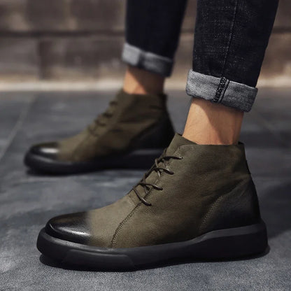 Herren Schnürstiefel Mit Runder Spitze | Moderner Streetstyle