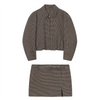 Damen Rock Set | Zweiteiliges Outfit mit Karomuster | Minirock mit Schlitz | Moderner Vintage Look