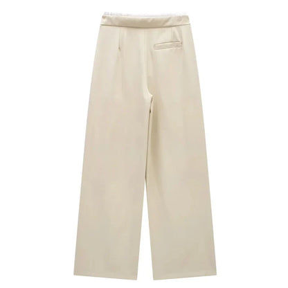 Damen High Waist Hose Mit Kordelzug Geradem Bein Casual Stil | Volle Länge