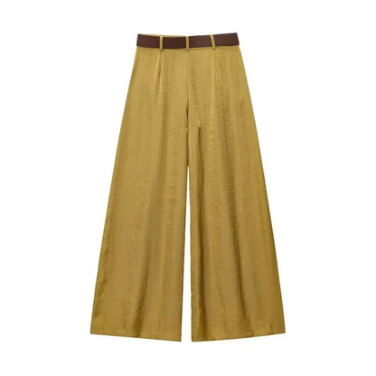 Set damă două piese | Croială regulară | Vestă cu decolteu în V și pantaloni largi | Stil elegant smart casual