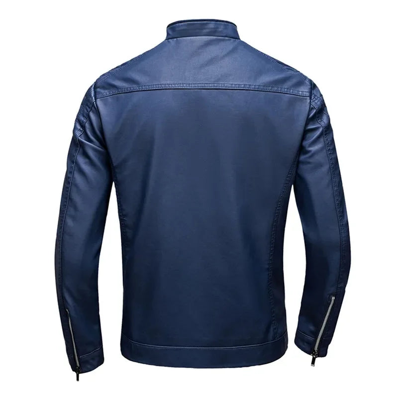 Herren Slim Fit Jacke mit Stehkragen Reißverschluss Taschen | Tasche