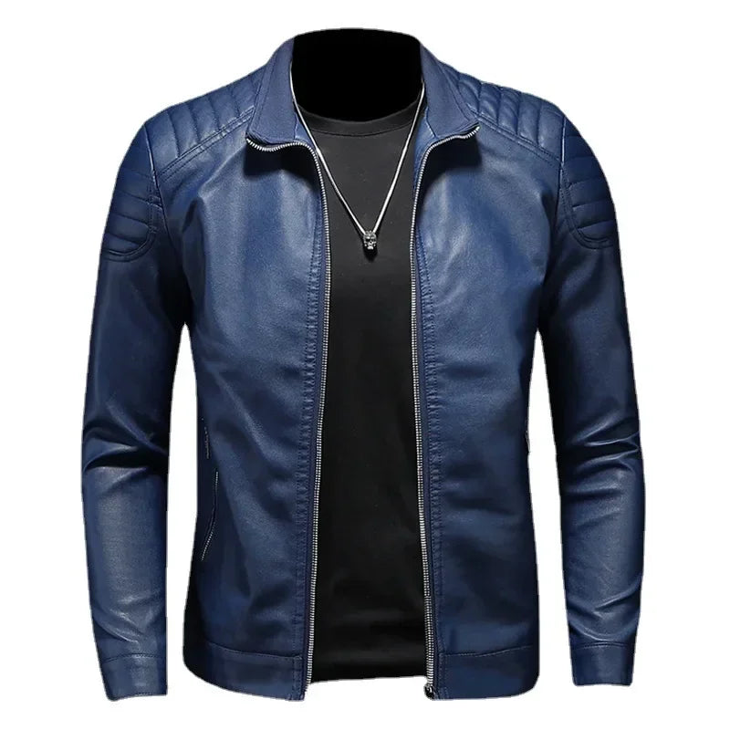 Herren Slim Fit Jacke mit Stehkragen Reißverschluss Taschen | Tasche