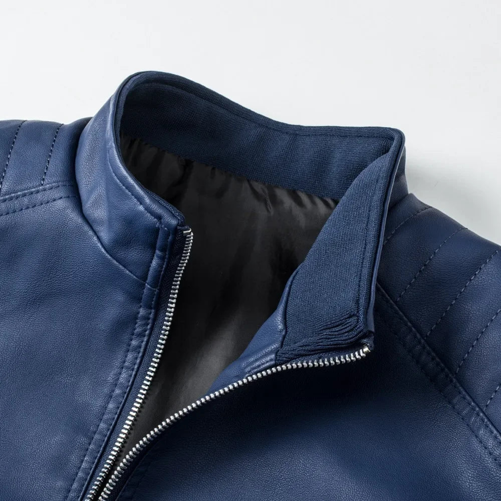 Herren Slim Fit Jacke mit Stehkragen Reißverschluss Taschen | Tasche