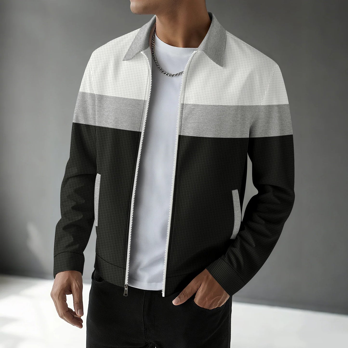 Herren Langarm Jacke mit Kragen Reißverschluss | Minimalistisch