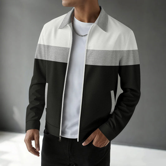 Herren Langarm Jacke mit Kragen Reißverschluss | Minimalistisch