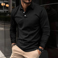 Herren Poloshirt Langarm Kragen Poloshirt | Einfarbig