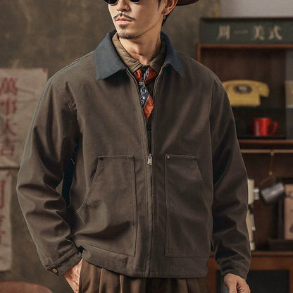 Herren Jacke mit Klassischem Kragen Reißverschluss Vorne Aufgesetzten Taschen | Workwear