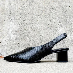 Damen Slingback Pumps mit Spitze | Blockabsatz