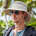 Stilvolle Outdoor-Haube für Herren mit UV-Schutz und verstellbarem Kordelzug – Atmungsaktive Freizeitmütze