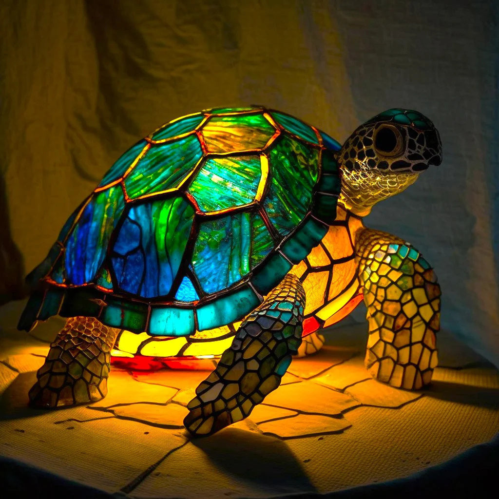 Tischleuchte in Tierform aus Buntglas | Künstlerische LED-Leuchte 1