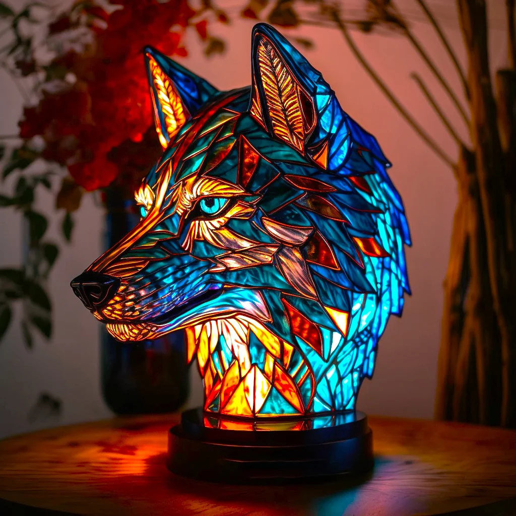 Tischleuchte in Tierform aus Buntglas | Künstlerische LED-Leuchte 5