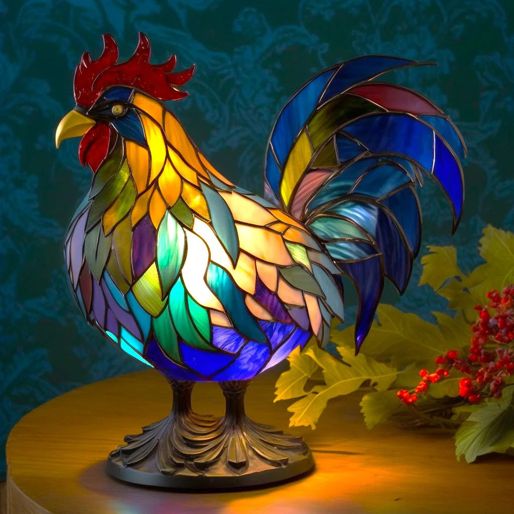 Tischleuchte in Tierform aus Buntglas | Künstlerische LED-Leuchte 9