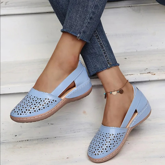 Damen Perforierte Flache Schuhe | Sommer