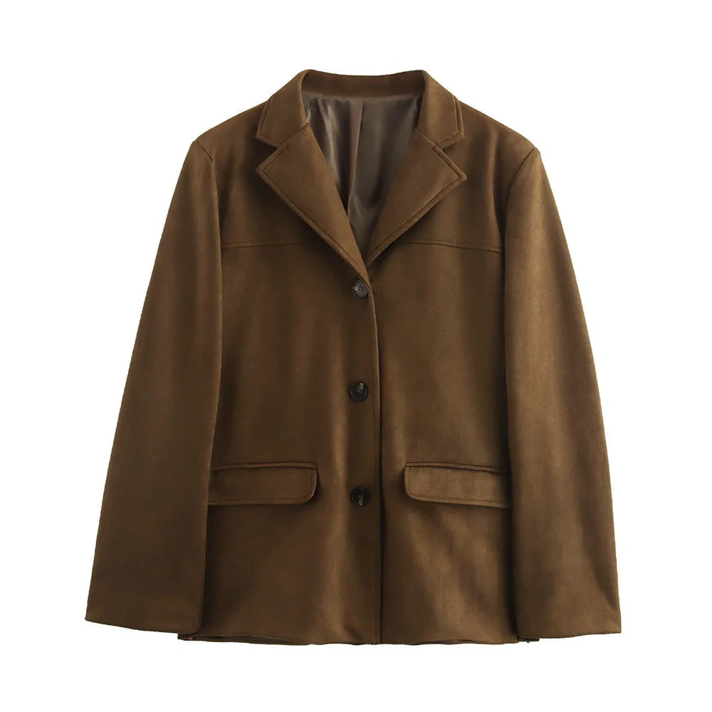 Vintage-Wildlederjacke für Damen in Braun – Übergangsjacke für Herbst und Winter 7