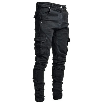 Schlank Passform Cargo-Jeans für Herren mit zahlreichen Taschen | Konisch zulaufendes Bein
