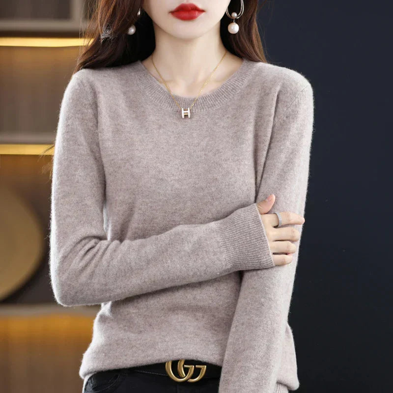 Weicher Strickpullover für Damen mit Rundhalsausschnitt | Weicher Strickstil