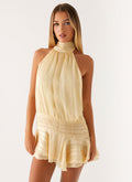 Damen Halterneck Minikleid Mit Fließender Passform Plissierten Details | Plisseedetail