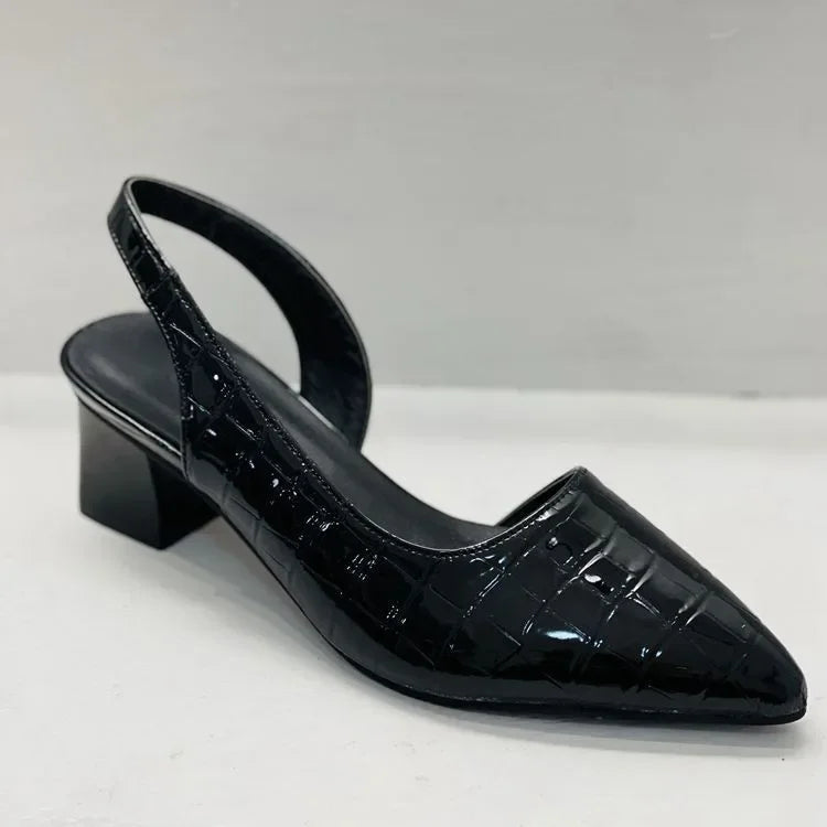 Damen Slingback Pumps mit Spitze | Blockabsatz