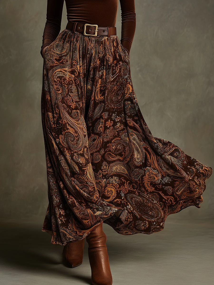 Marlowe | Women's Velvet Top and Paisley Maxi Skirt Set