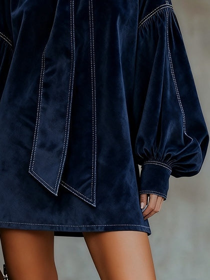 Odette | Women's Velvet Mini Dress with Bow
