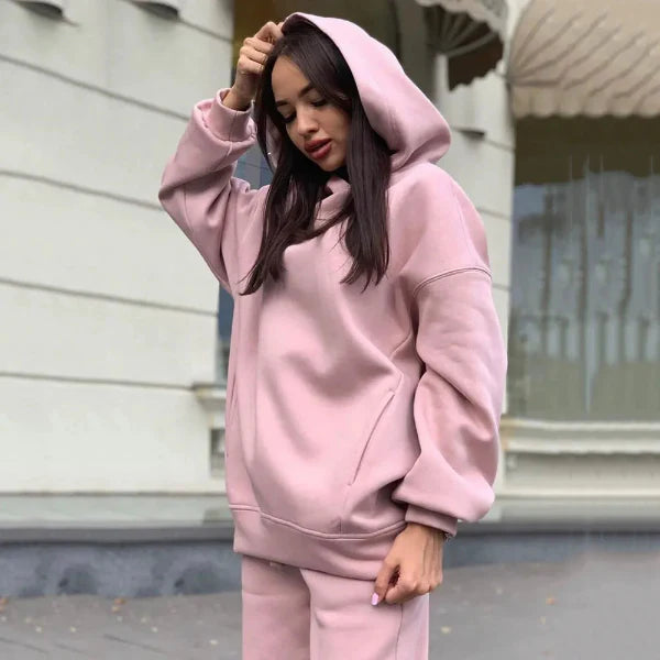 Zweiteiliges Loungewear-Set für Damen – Lockere Passform – Weiche Stoffmischung – Gerippte Bündchen