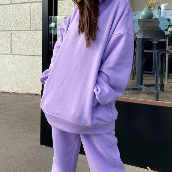 Zweiteiliges Loungewear-Set für Damen – Lockere Passform – Weiche Stoffmischung – Gerippte Bündchen