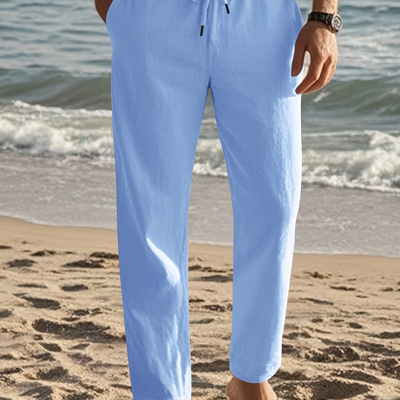 Herrenhose | Regular Fit Hose mit Geradem Bein | Kordelzugbund | Lässiger Sommerstil